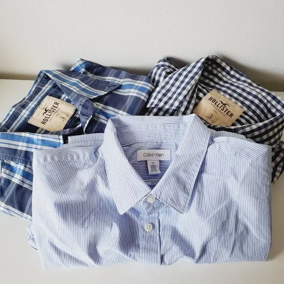 Lot of 3 Men’s Shirts Hollister & Calvin Klein Size Large Long Sleeve GUC - Picture 13 of 14